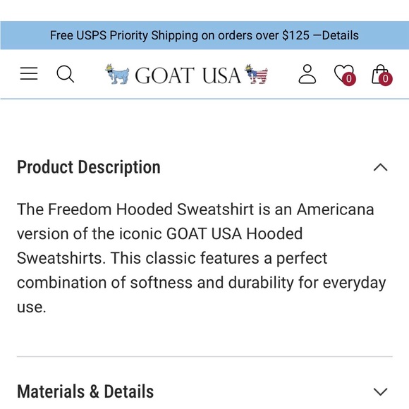 Like new GOAT USA size M Men's Gray Hoodie with Americana Goat Embroidered Patch - Picture 10 of 13